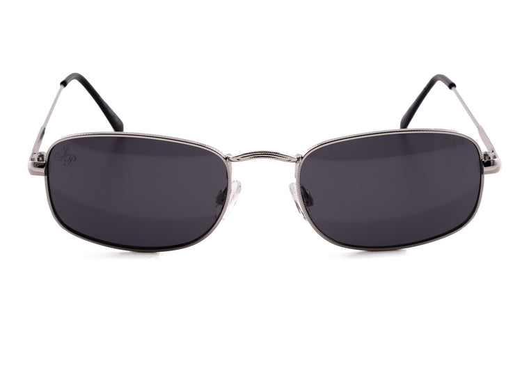 SILVER RECTANGLE FRAME WITH BLACK LENSES
