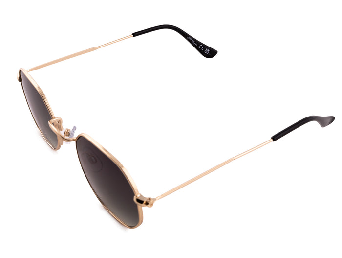 GOLD ROUND FRAME WITH GREY LENSES