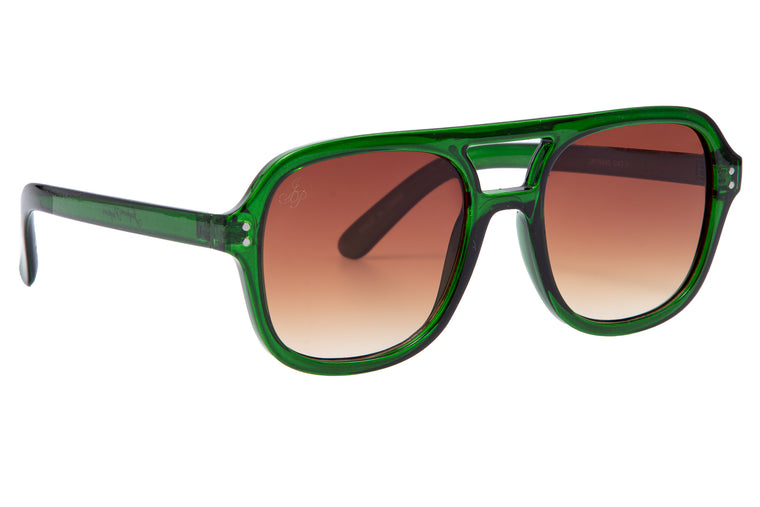 GREEN AVIATOR FRAME WITH BROWN LENSES