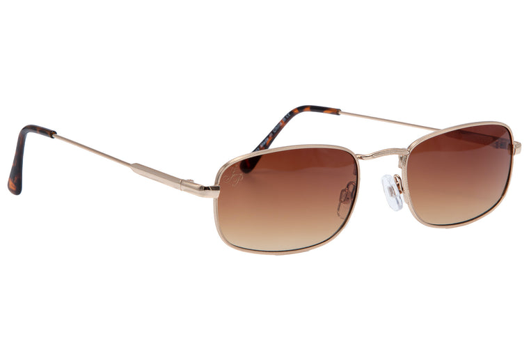 GOLD RECTANGLE FRAME WITH BROWN LENSES