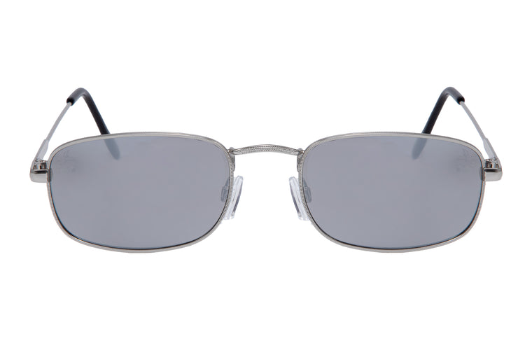 SILVER RECTANGLE FRAME WITH SILVER MIRROR LENSES
