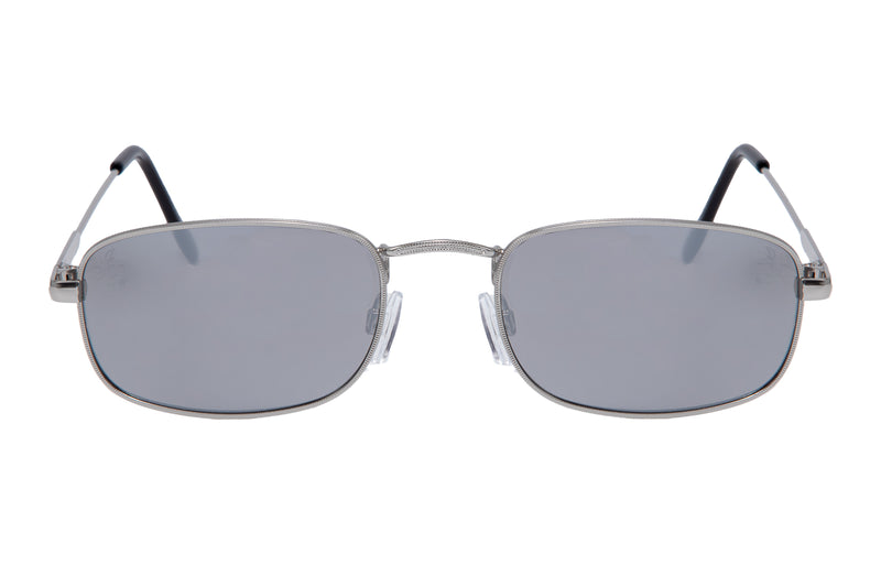 SILVER RECTANGLE FRAME WITH SILVER MIRROR LENSES