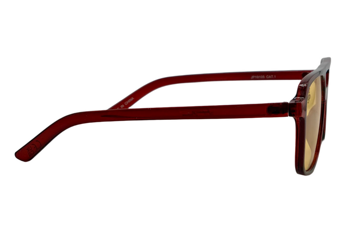 RED AVIATOR FRAME WITH YELLOW LENSES