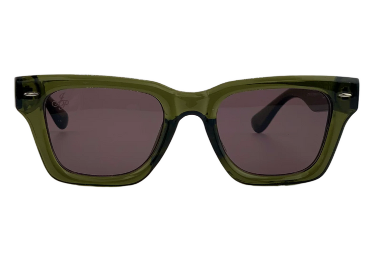 OLIVE SQUARE FRAMES WITH DARK LENSES