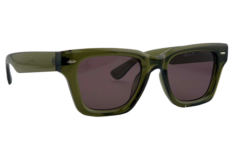 OLIVE SQUARE FRAMES WITH DARK LENSES