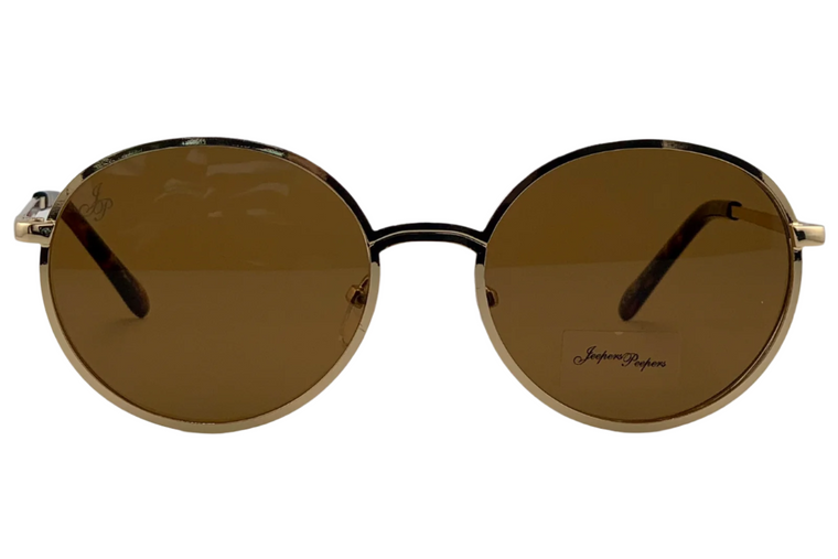 GOLD ROUND FRAME WITH BROWN LENSES