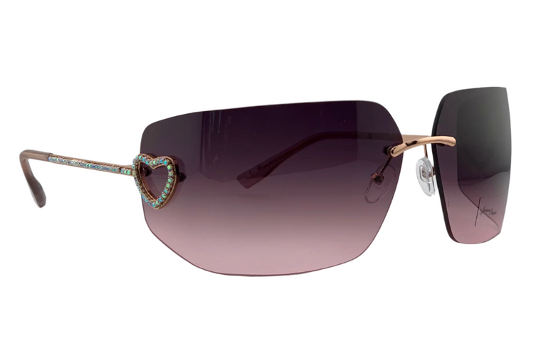 GOLD VISOR FRAME WITH PINK LENSES