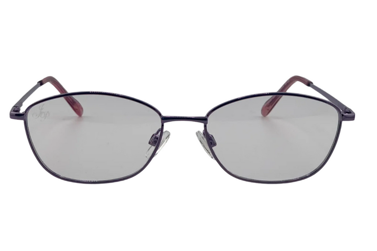 PURPLE METAL OVAL FRAME WITH CLEAR BLUE LIGHT LENSES