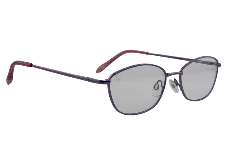 PURPLE METAL OVAL FRAME WITH CLEAR BLUE LIGHT LENSES