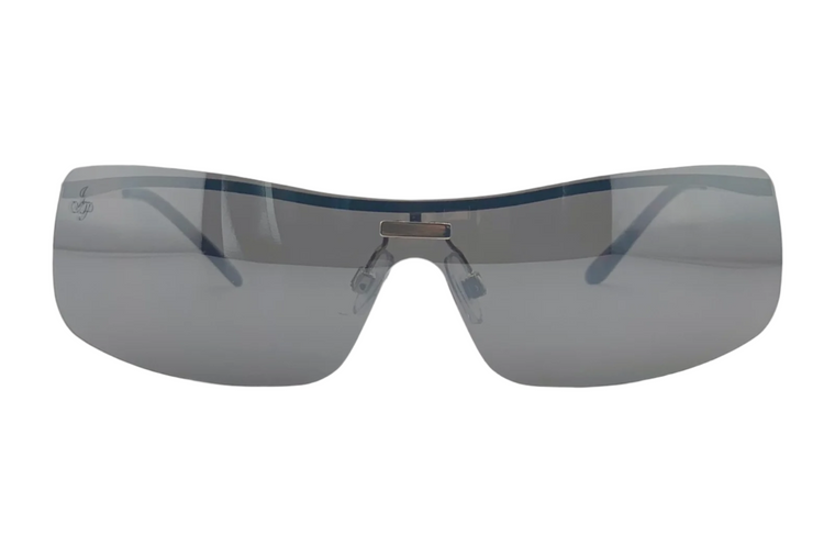 GOLD VISOR FRAME WITH SILVER LENSES