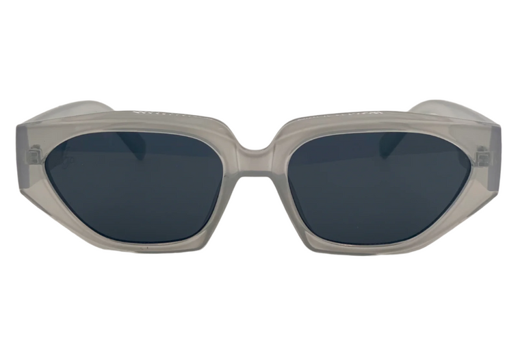 LIGHT GREY OVAL FRAME WITH GREY LENSES
