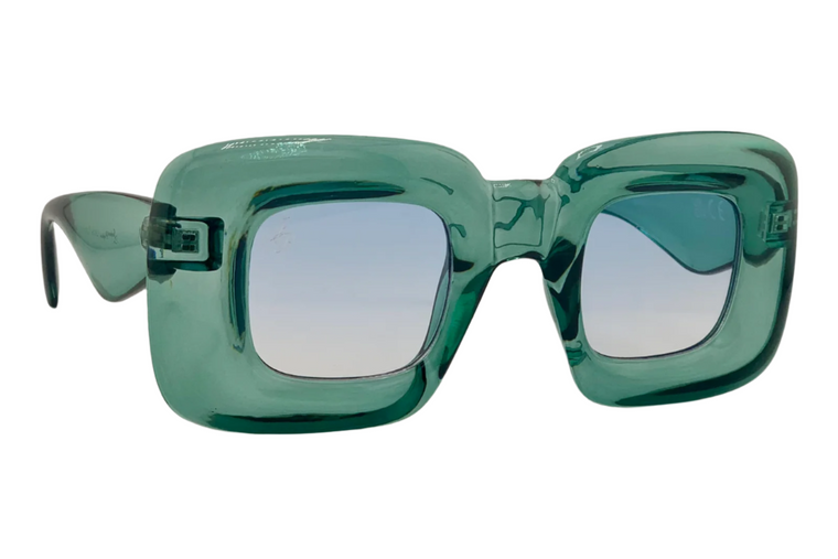 GREEN SQUARE FRAME WITH BLUE GRAD LENSES
