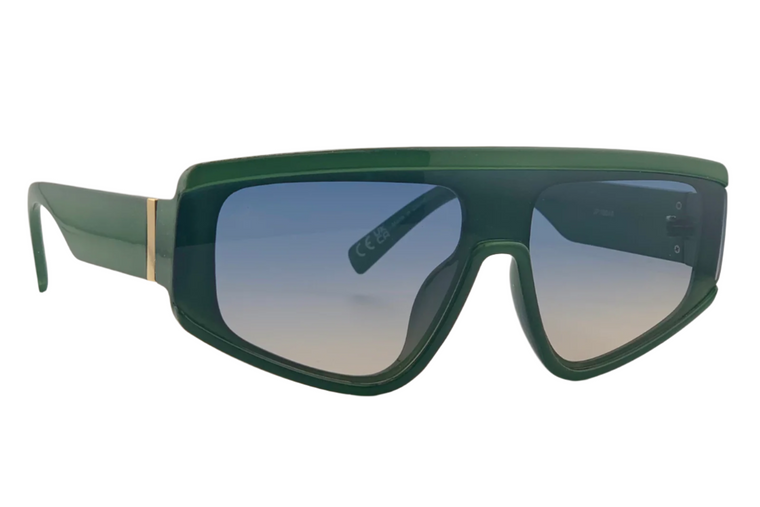 GREEN VISOR FRAME WITH BLUE GRAD LENSES