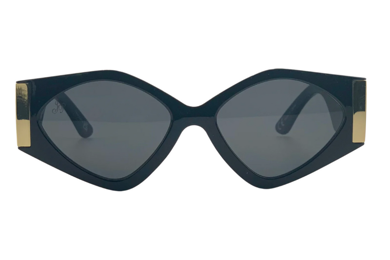 BLACK CAT EYE FRAME WITH BLACK LENSES
