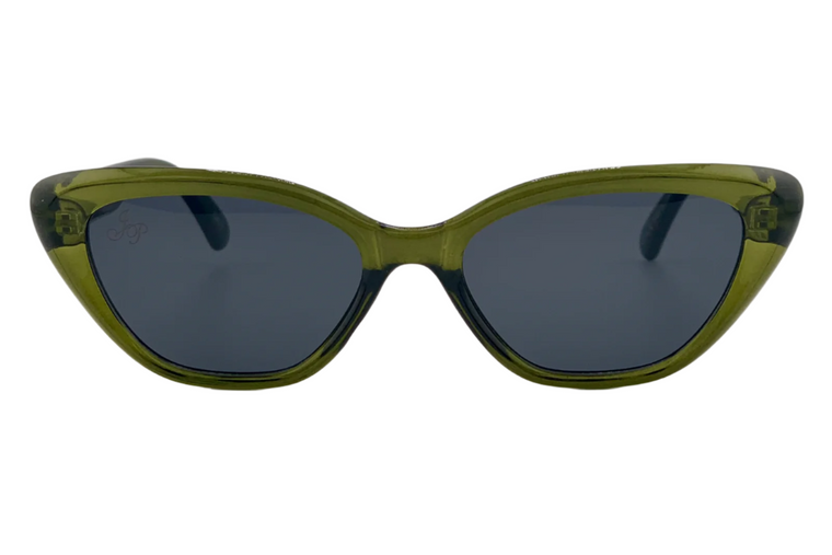 OLIVE CAT EYE FRAME WITH GREY LENSES
