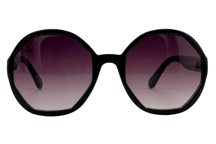 BLACK ROUND FRAME WITH PURPLE LENSES
