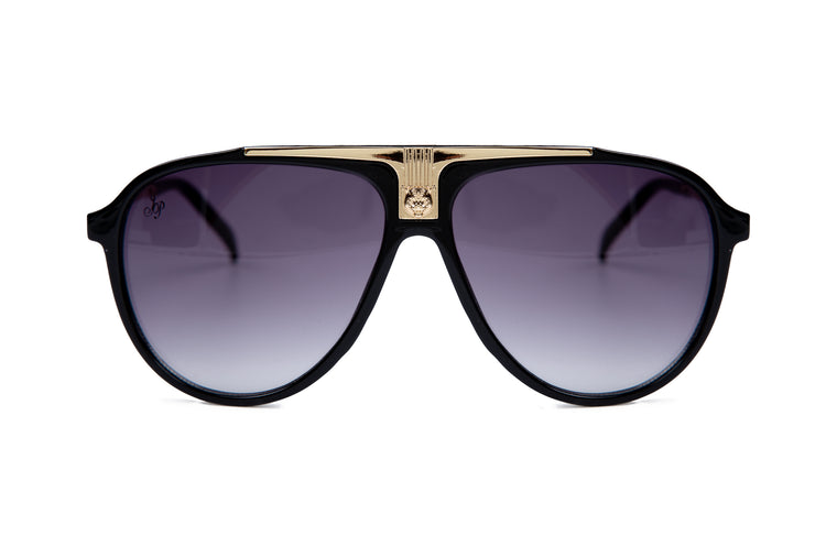 BLACK ROUND FRAME WITH PURPLE LENSES