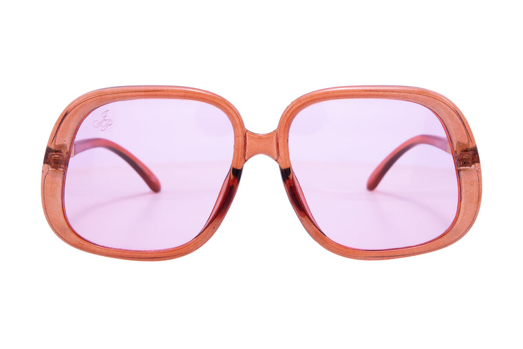 SQUARE ORANGE FRAME WITH PINK LENSES