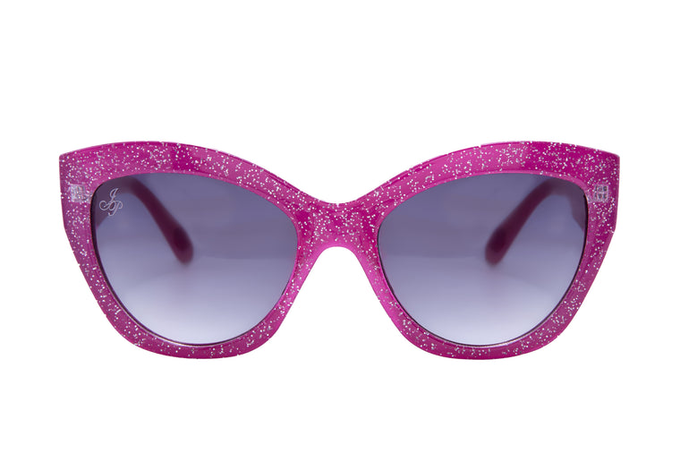 PINK GLITTER CAT EYE FRAME WITH SMOKE LENSES