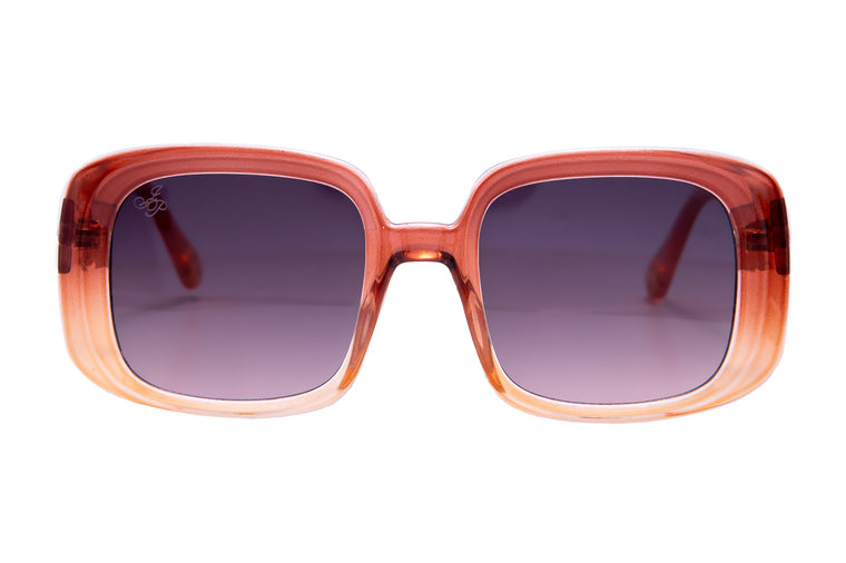 SQUARE ORANGE FRAMES WITH SMOKE LENSES