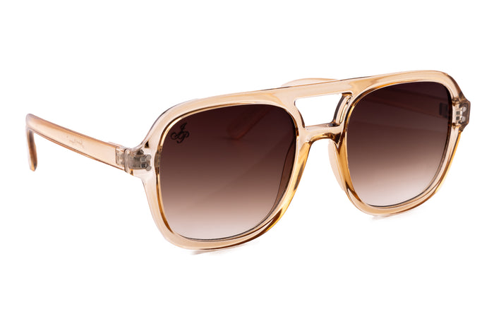 BEIGE AVIATOR WITH BROWN GRAD LENSES