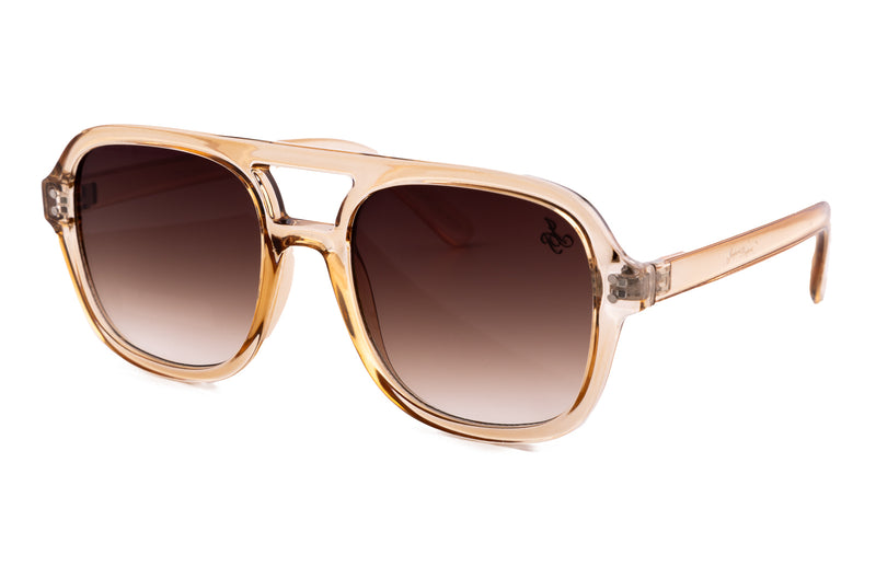 BEIGE AVIATOR WITH BROWN GRAD LENSES