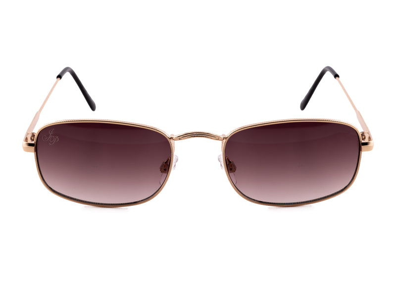 GOLD RECTANGLE FRAME WITH BROWN GRAD LENSES