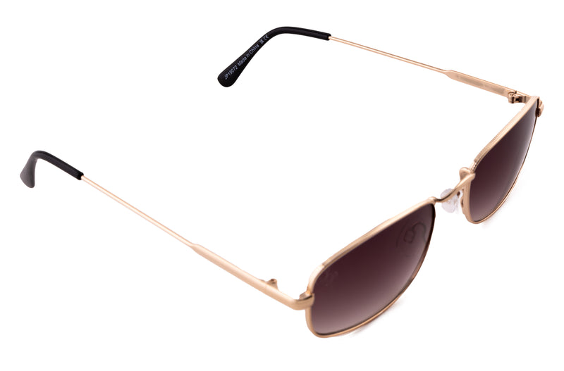 GOLD RECTANGLE FRAME WITH BROWN GRAD LENSES