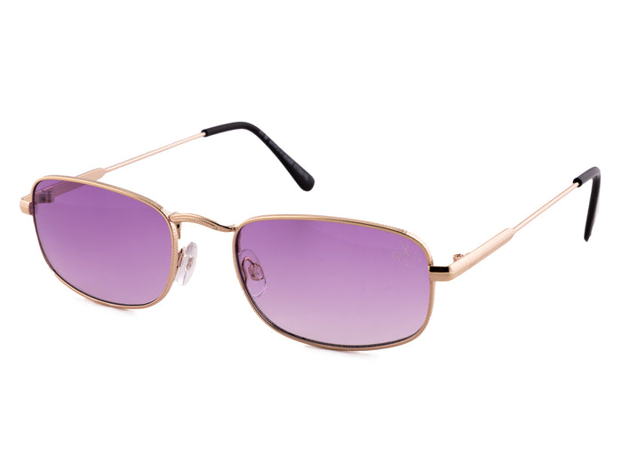 GOLD RECTANGLE FRAME WITH PURPLE LENSES