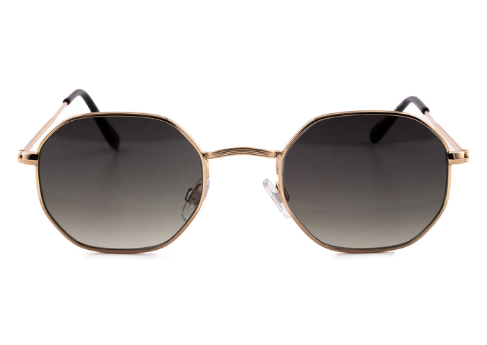 GOLD ROUND FRAME WITH GREY LENSES