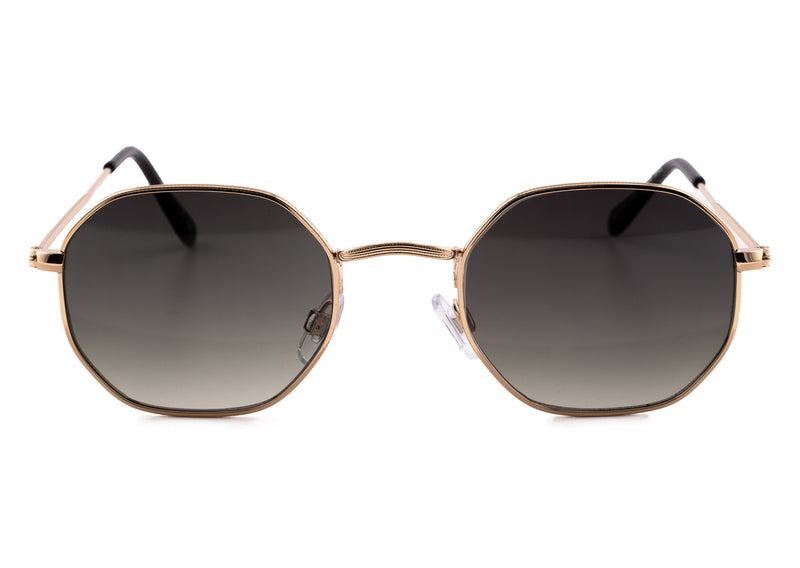 GOLD ROUND FRAME WITH GREY LENSES