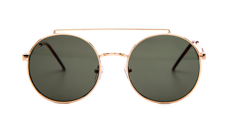 ROUND GOLD FRAME WITH GREEN LENSES