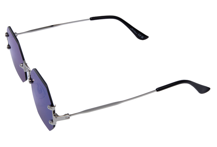 RIMLESS OCTAGON SHAPE WITH BLUE LENSES