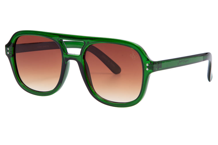 GREEN AVIATOR FRAME WITH BROWN LENSES