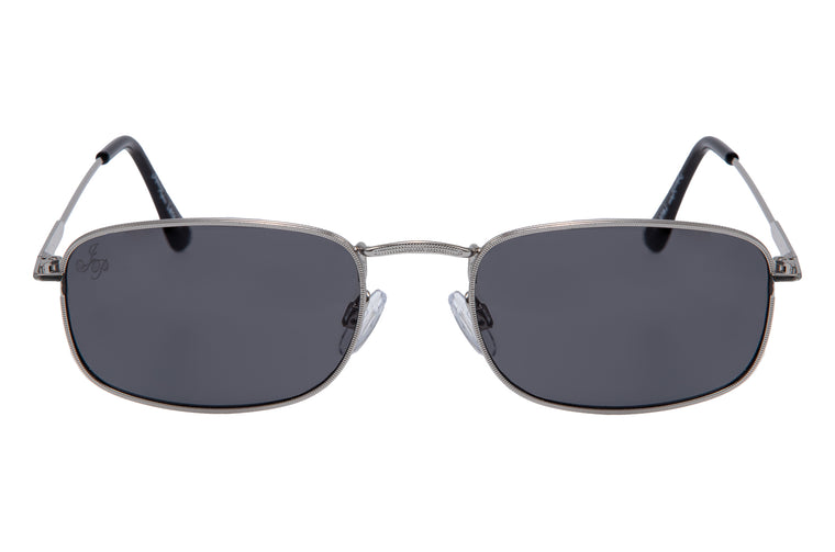 SILVER RECTANGLE FRAME WITH SMOKE LENSES