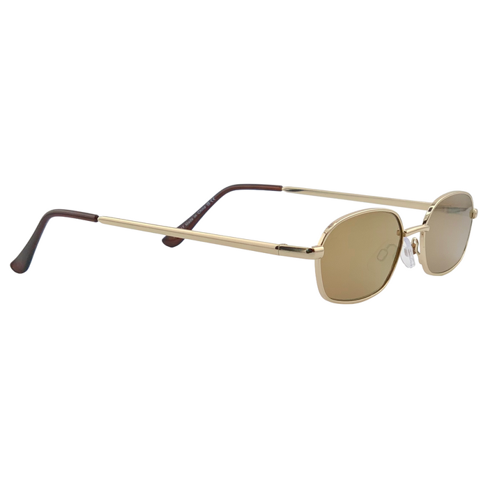 GOLD METAL OVAL FRAMES WITH BROWN LENSES