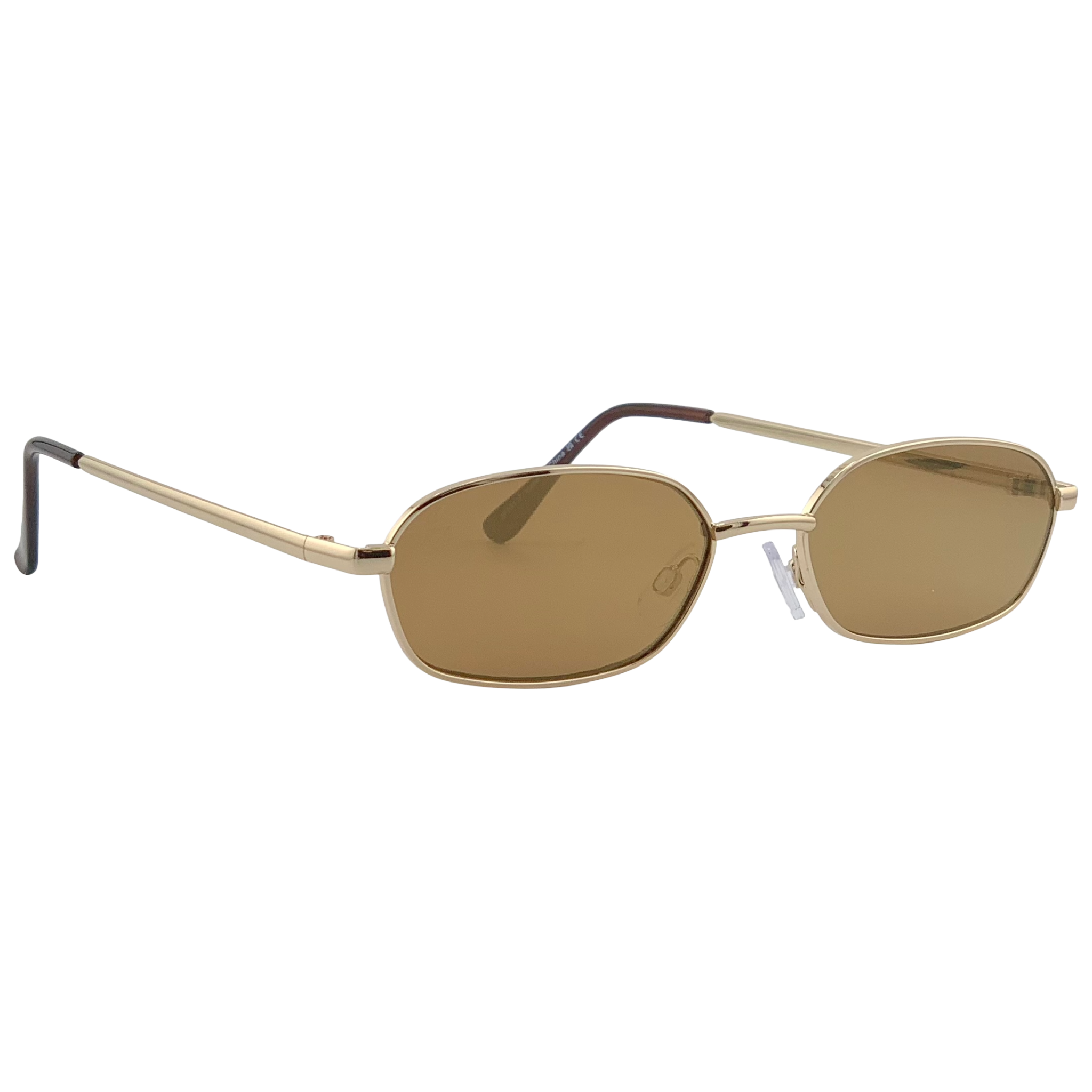 GOLD METAL OVAL FRAMES WITH BROWN LENSES