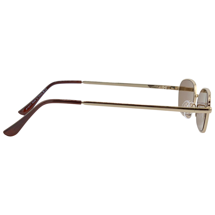 GOLD METAL OVAL FRAMES WITH BROWN LENSES