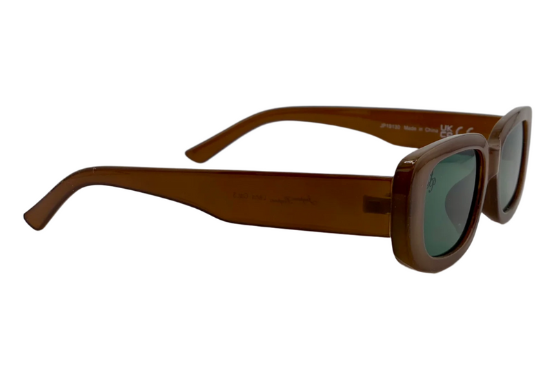 BROWN RECTANGLE FRAME WITH GREEN LENSES