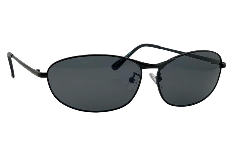 BLACK OVAL FRAME WITH BLACK LENSES