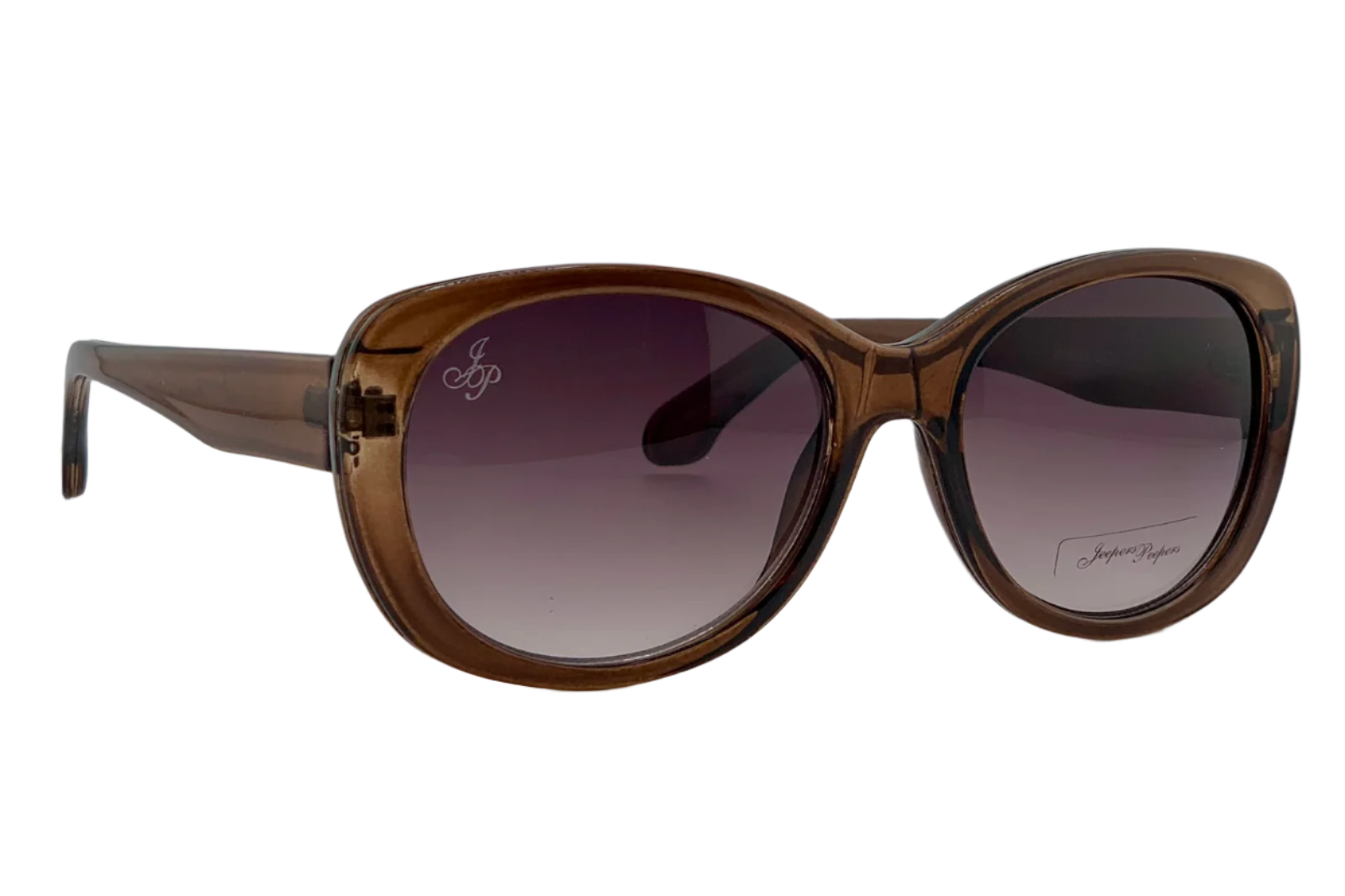 BROWN OVAL FRAME WITH PURPLE GRAD LENSES