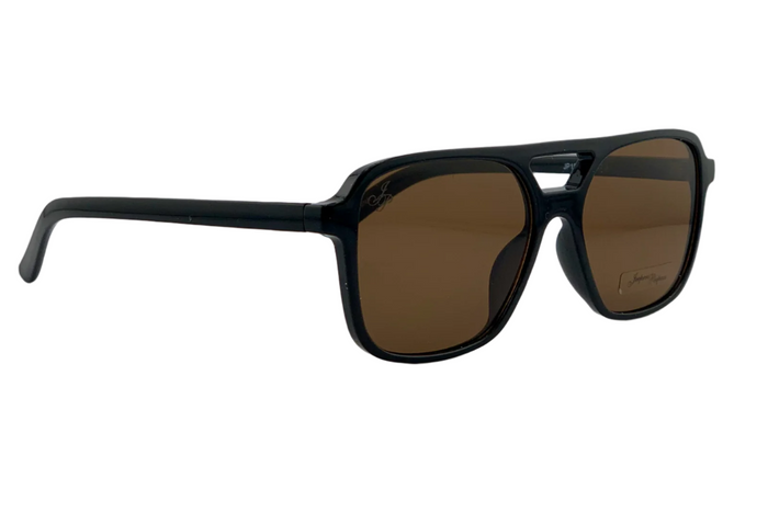 BLACK AVIATOR FRAME WITH BROWN LENSES