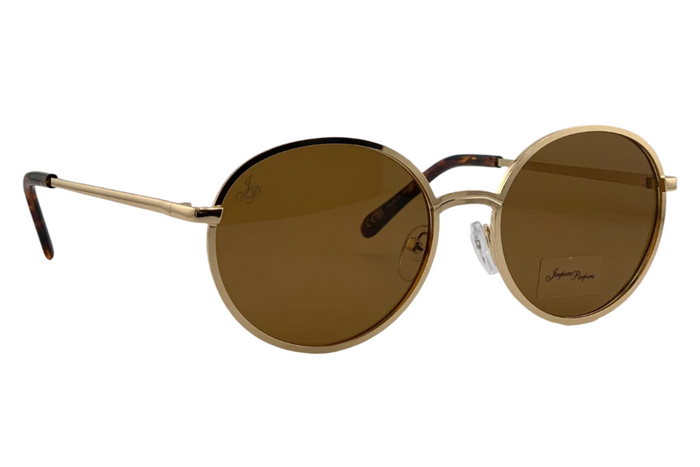 GOLD ROUND FRAME WITH BROWN LENSES