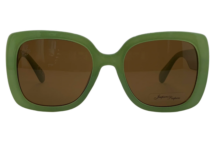 GREEN SQUARE FRAME WITH BROWN LENSES