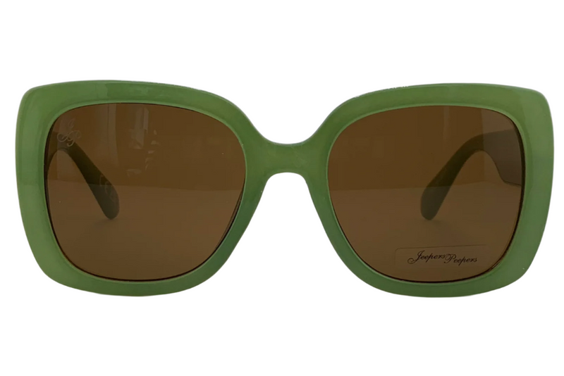 GREEN SQUARE FRAME WITH BROWN LENSES
