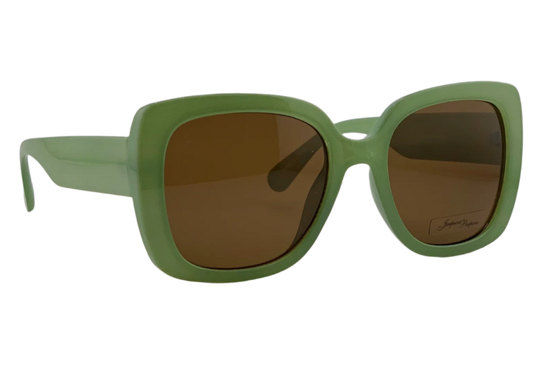 GREEN SQUARE FRAME WITH BROWN LENSES