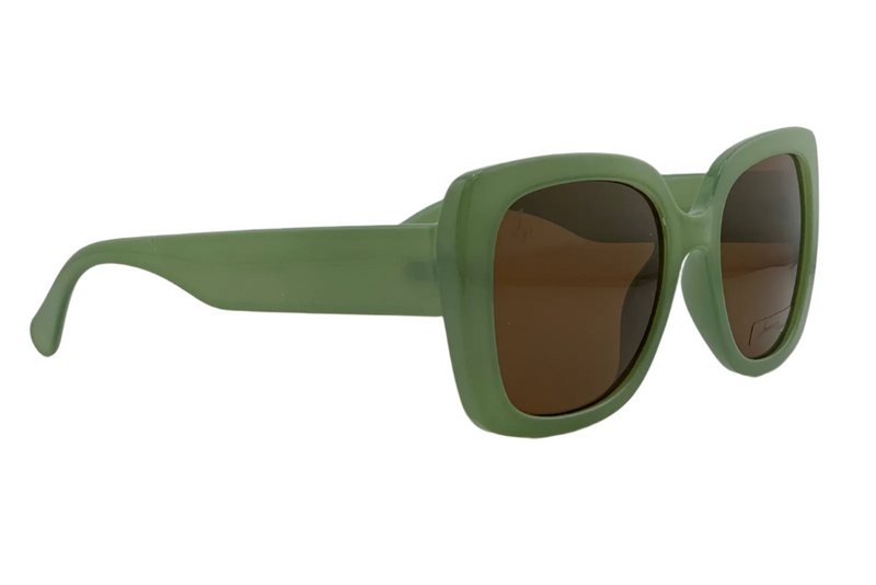 GREEN SQUARE FRAME WITH BROWN LENSES