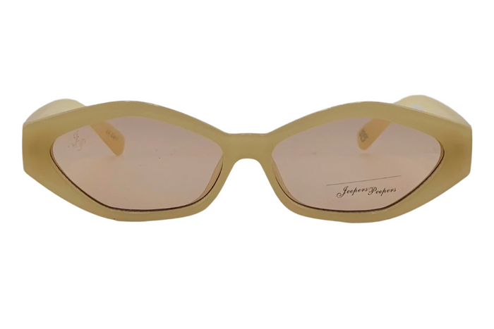 CREAM OVAL FRAME WITH LIGHT PINK LENSES