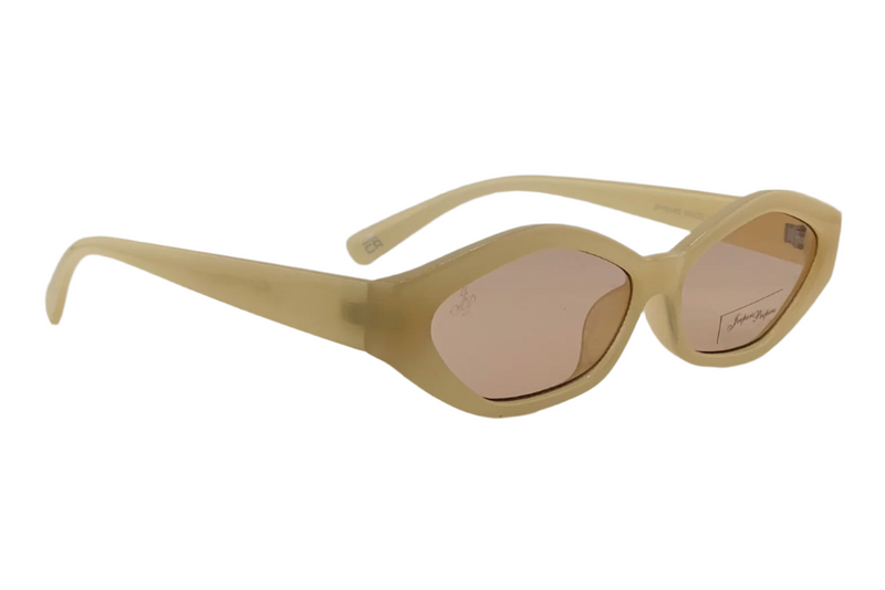 CREAM OVAL FRAME WITH LIGHT PINK LENSES