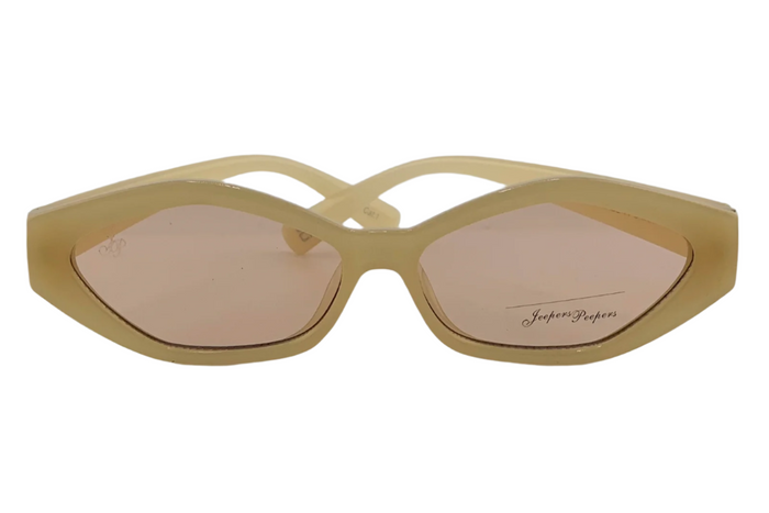CREAM OVAL FRAME WITH LIGHT PINK LENSES